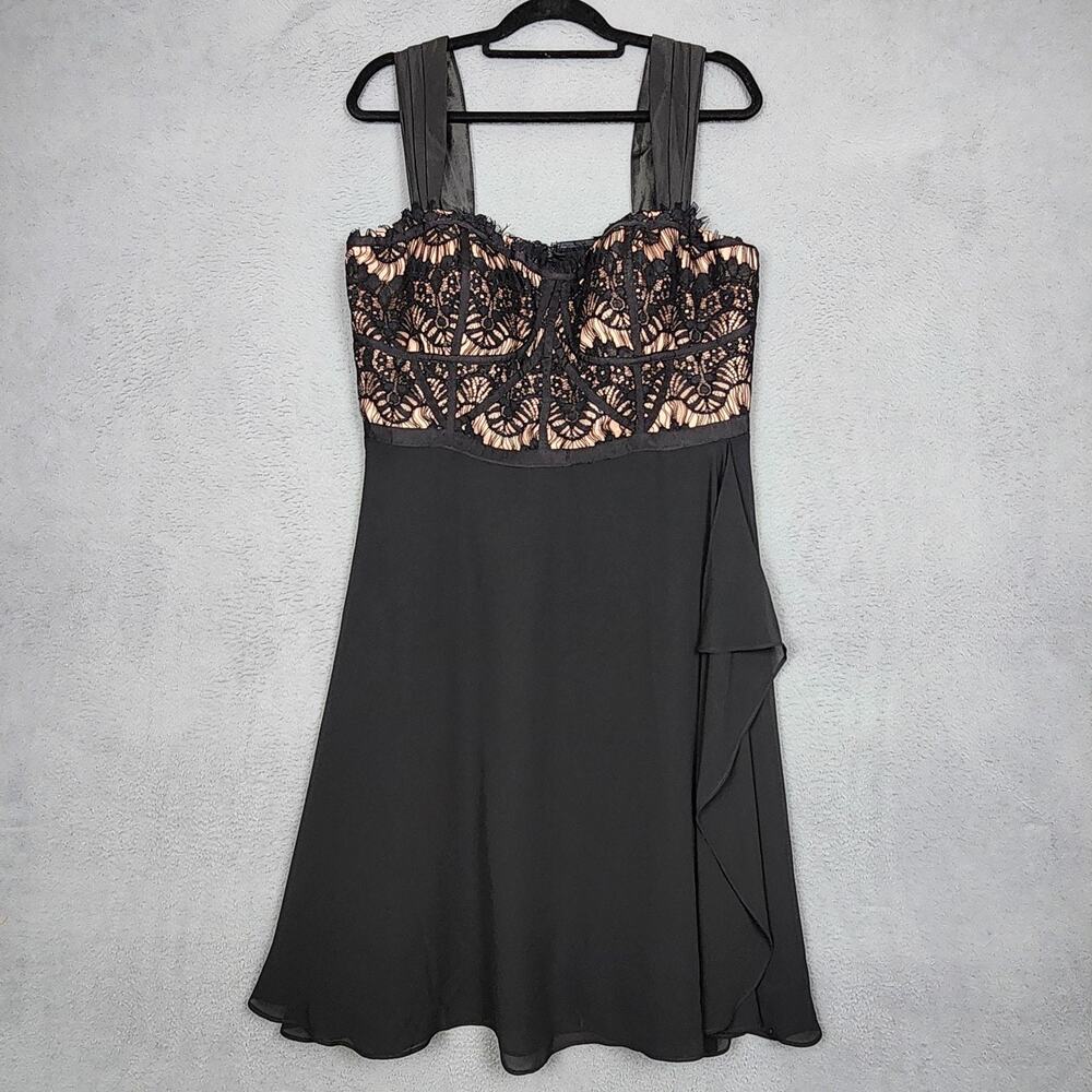City Chic Eyelash Evie Dress Womens XS 14 Black Lace Sweetheart Party Plus Size